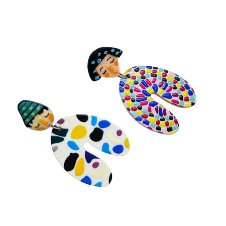 earring stud plexiglass and clay 
